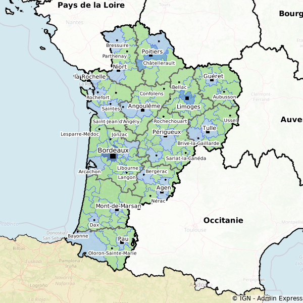Ter Gratuit Nouvelle Aquitaine Carte de l'organisation territoriale de Nouvelle-Aquitaine