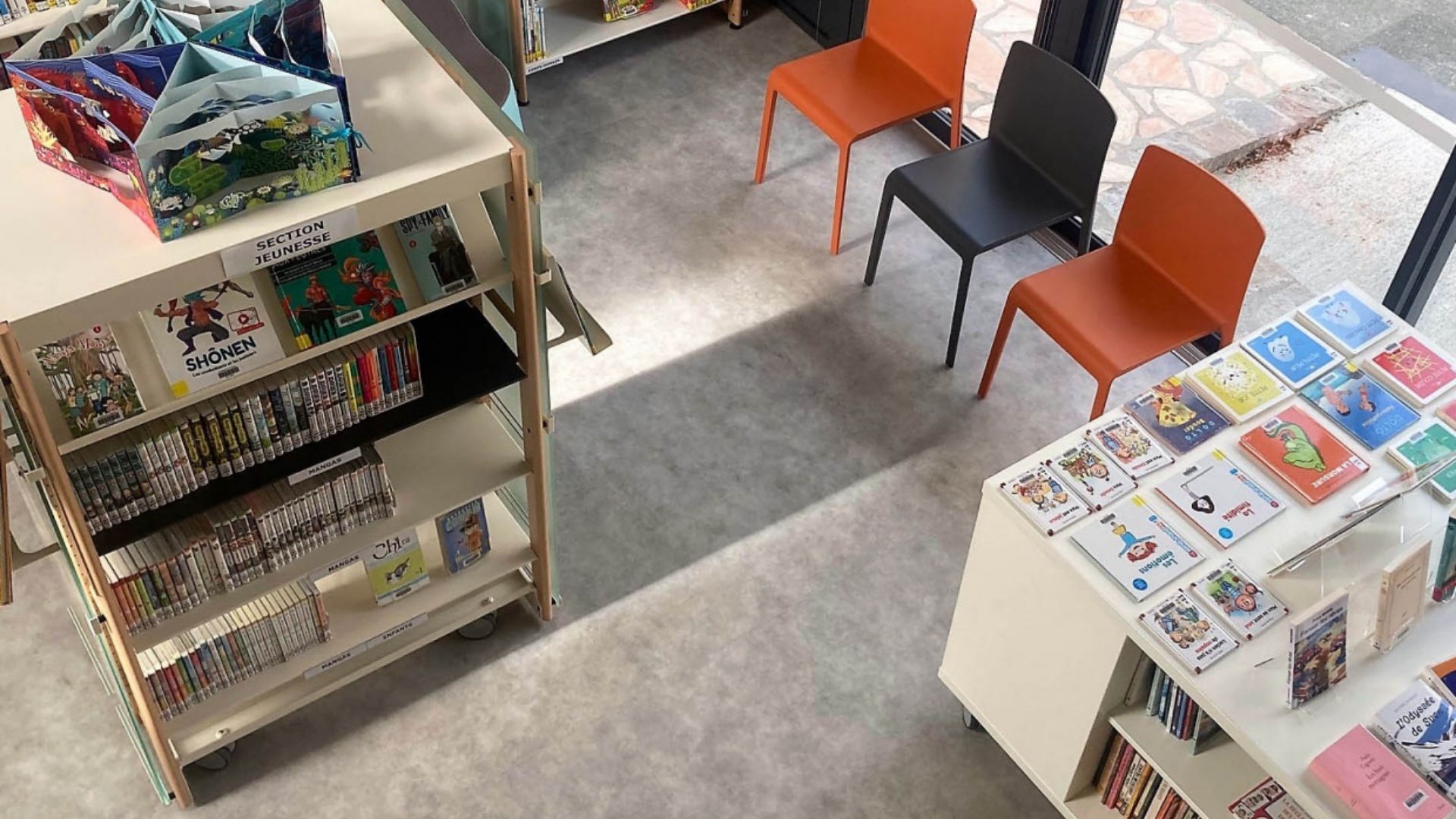 rayons de la bibliothèque